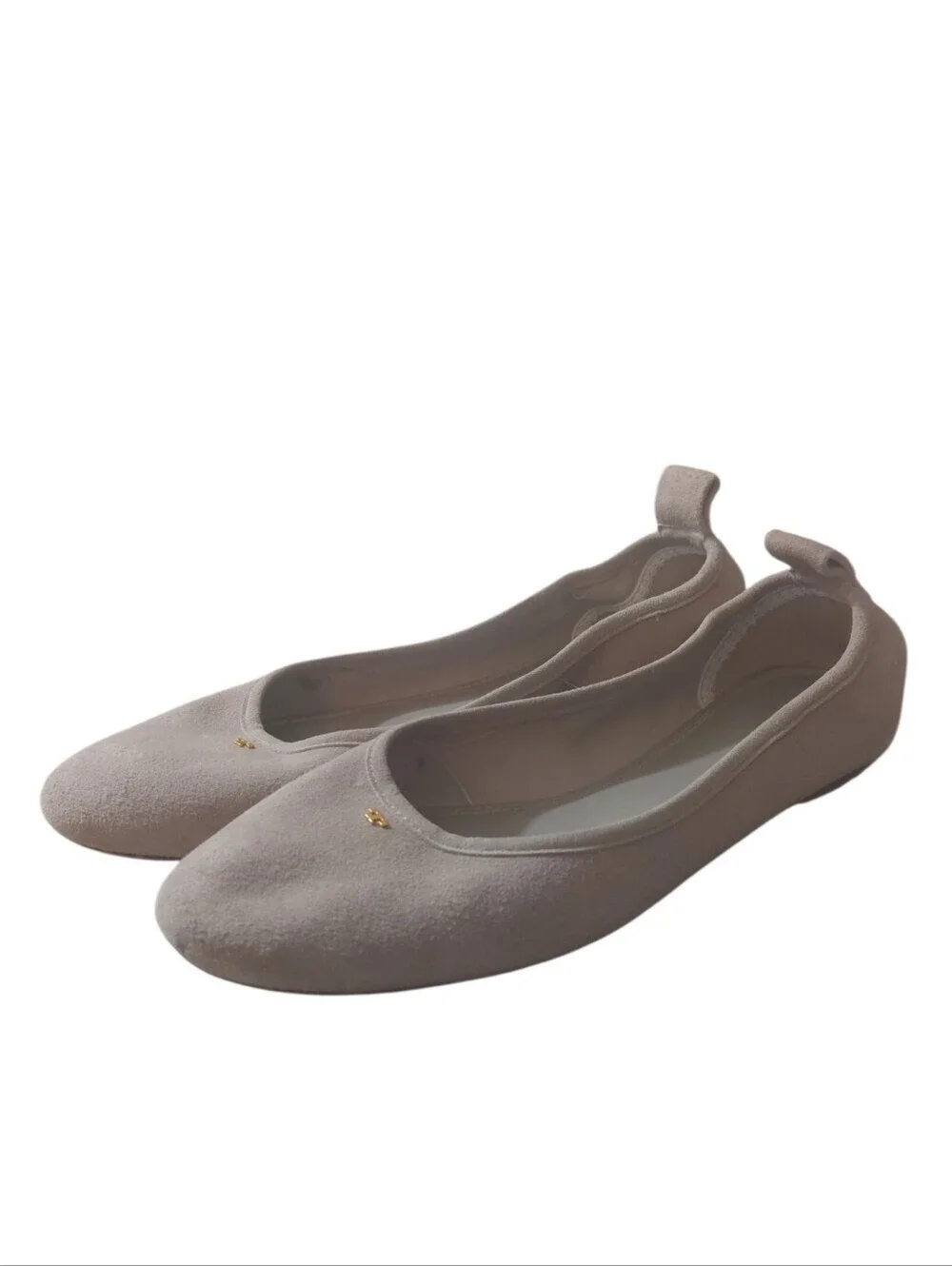Tory Burch Classic Neutral Beige Suede Ballet Flats Soze 8.5